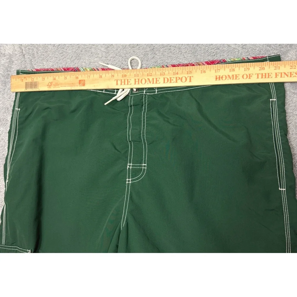 Polo Ralph Lauren Swim Trunks Mens XXL Green Board Shorts Cargo Plaid Trim Mesh